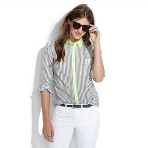 MADEWELL Neon Striped Button Down Cotton Shirt